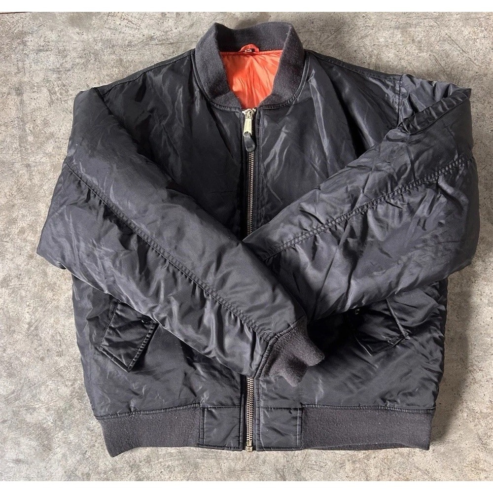 Vintage Alpha MA 1-1 Flyers Man Jacket Black Reversible MIL -J0792 XL